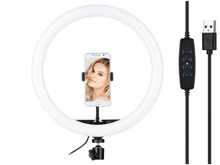 Aro de Luz Led Dimerizable 12" Con Soporte + Tripode CXB-320